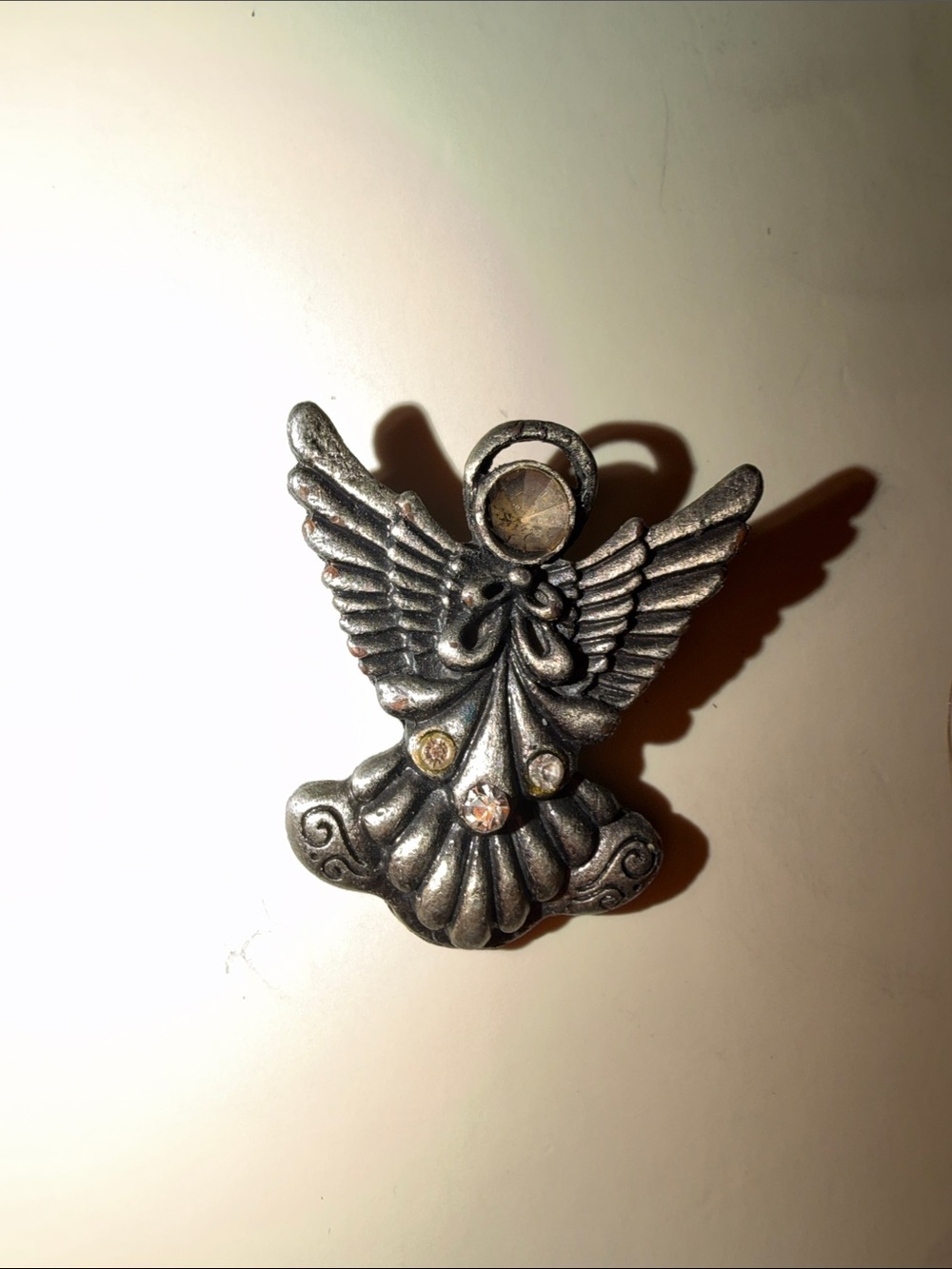 Silver Angel brooch  with Rhinestone Accents